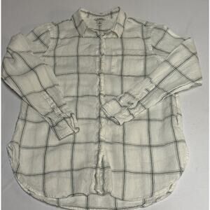 L.L. Bean Linen Shirt Women Small Plaid Cottagecore Rustic Farmhouse Button Down
